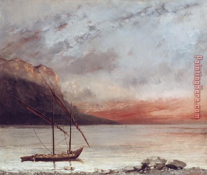 Gustave Courbet Sunset over Lake Leman